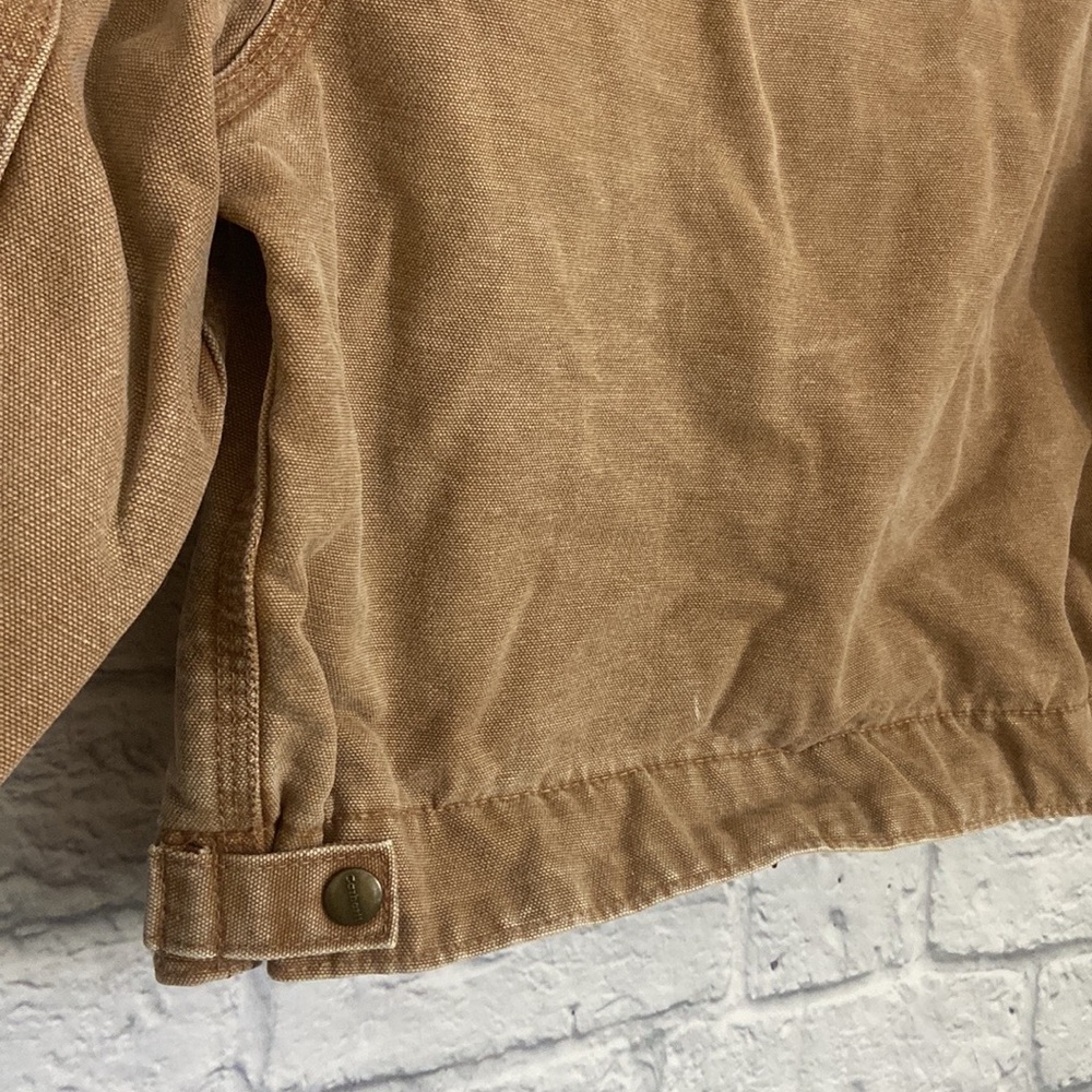 Boy's Vintage Carhartt Brown Canvas Zip Up Fleece Lined Jacket size Medium 8 - Picture 8 of 15